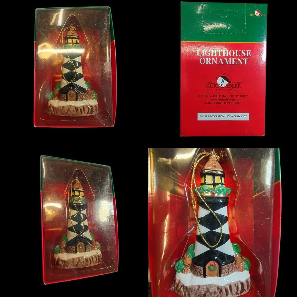 Vintage Timeless Kurt Adler Lighthouse Nautical Glass Christmas Ornament